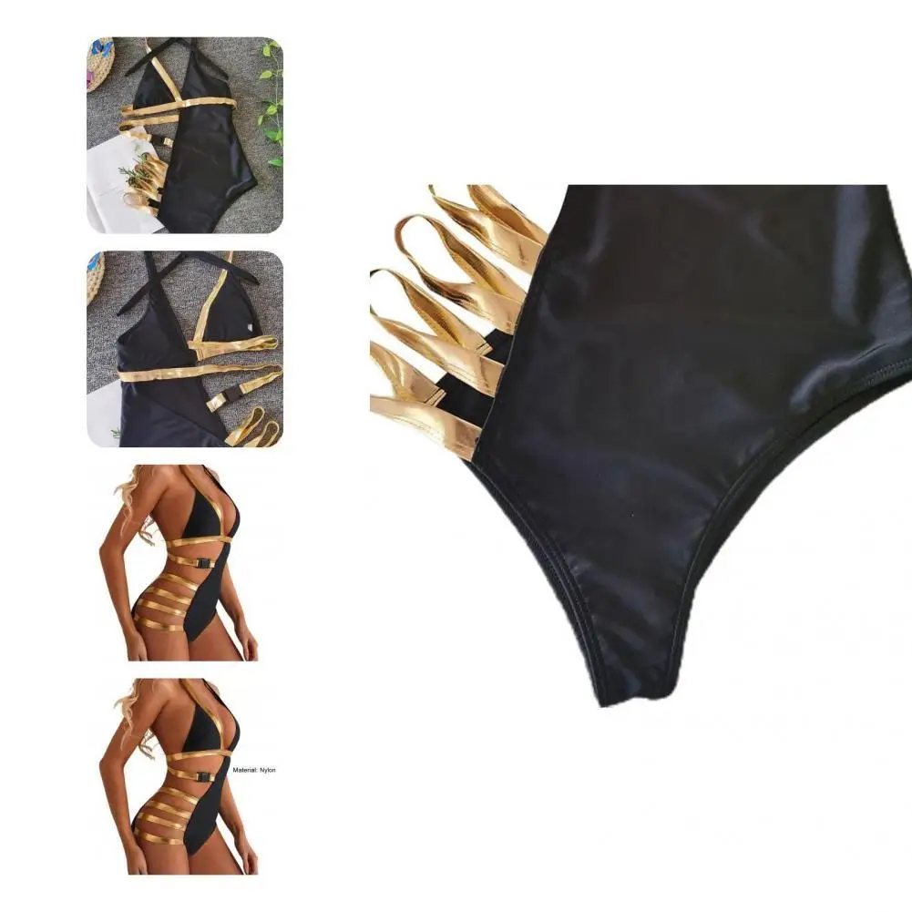 

Fashion Women Swimwear Wireless Breathable Sexy Bikini Side Hollow Bandage Monokini
