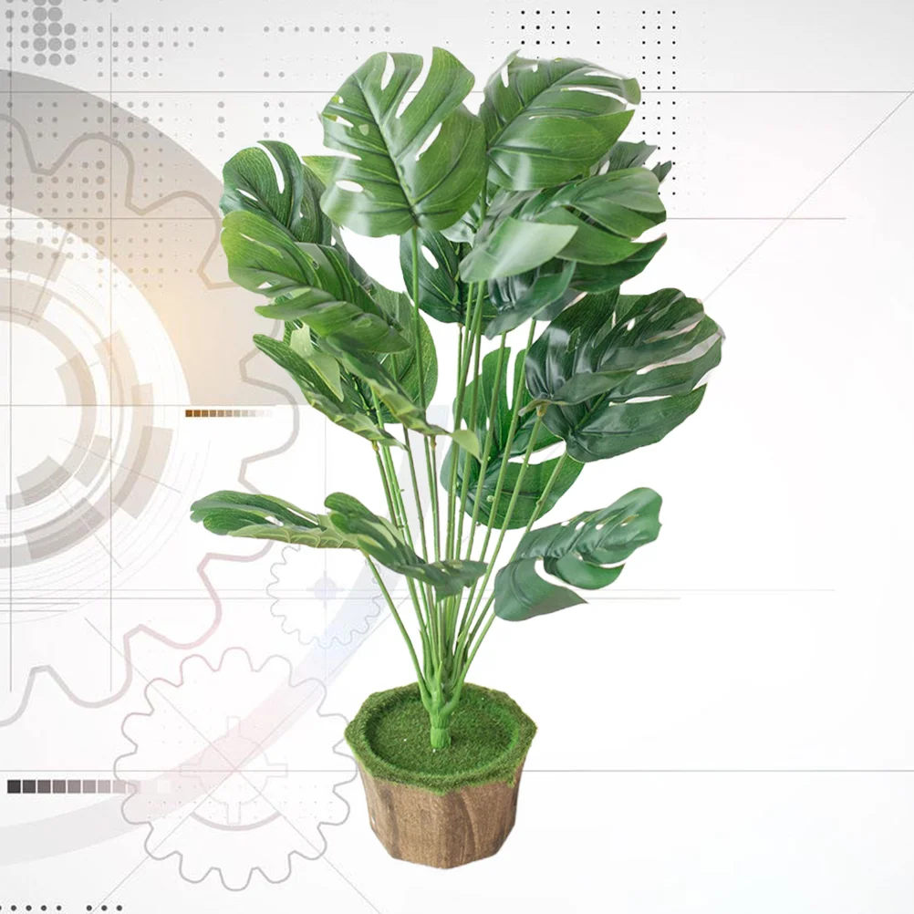 

1pc Artificial Plants Leaf Faux Potted Flowers Indoor Artificial Plants Leaf Decorations Plants in Pot