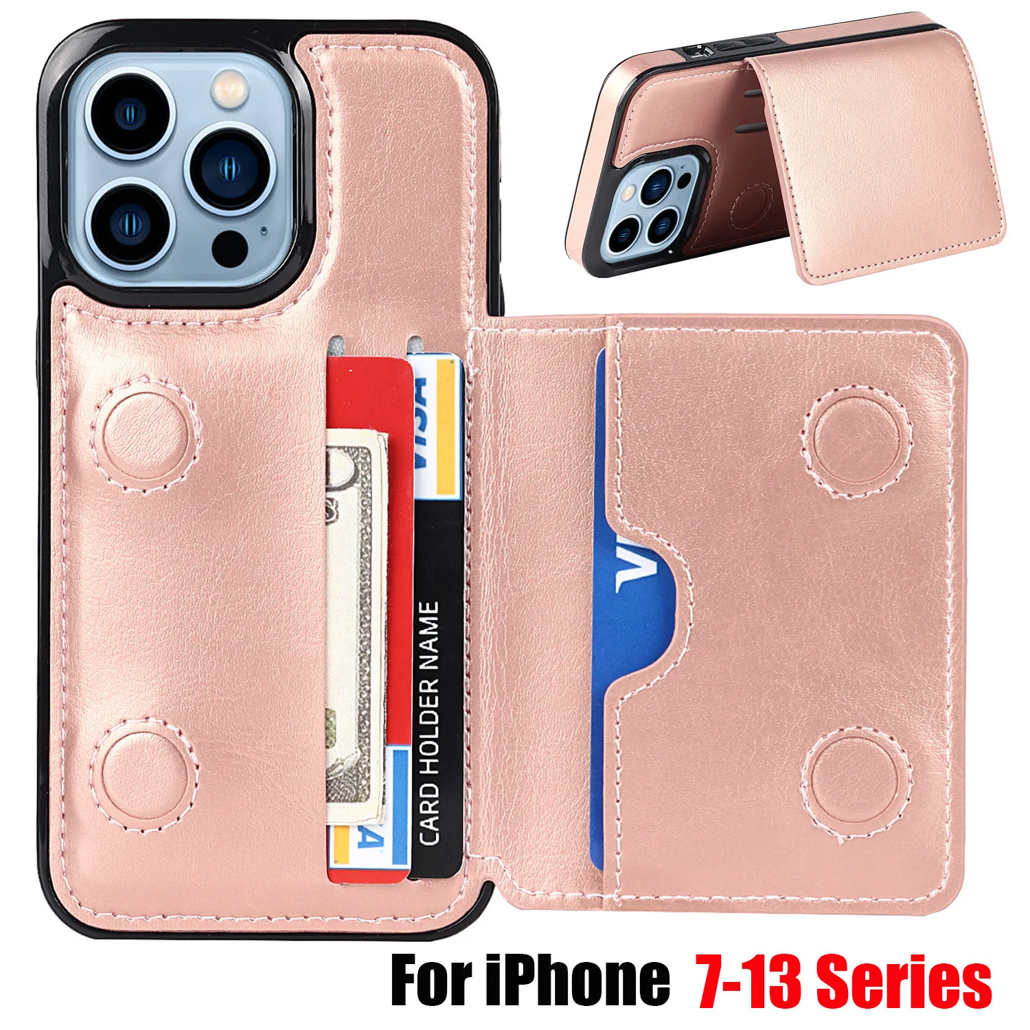 

Кожаный чехол-бумажник с откидной крышкой для IPhone 13 12 Mini 11 X XR XS Pro Max 7 8 Plus с держателем для кредитных карт