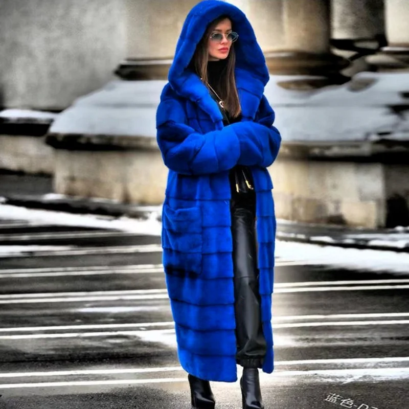 Fur Hooded Cotton-padded Faux Fur Imitation Mink Coat To Keep Warm and Thicken Plush Plush Coat Women's Jacket Windbreaker 2021