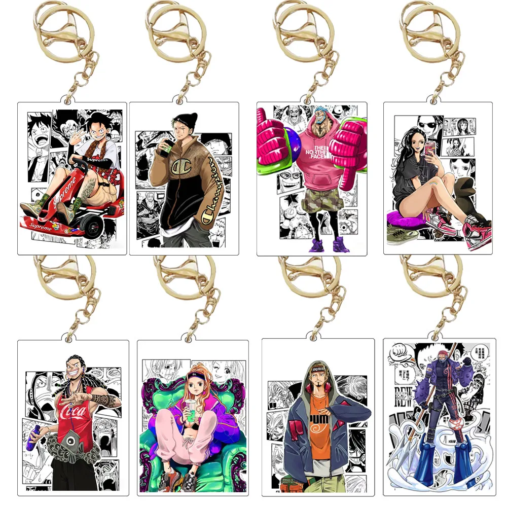 Аниме ONE PIECE DIY карты Nami Monkey D. Luffy Roronoa Zoro Usopp SANJI Nico Robin Chopper FRANKY акриловый брелок для