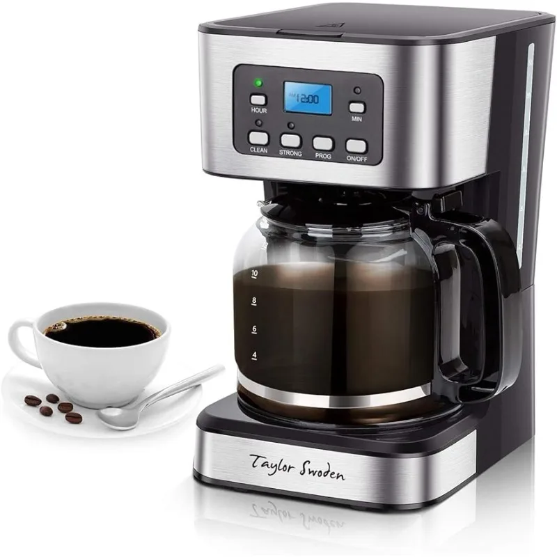 

Taylor Swoden Programmable Coffee Maker, 4-12 Cups Drip Coffee Machine with Glass Carafe, Regular & Strong Brew