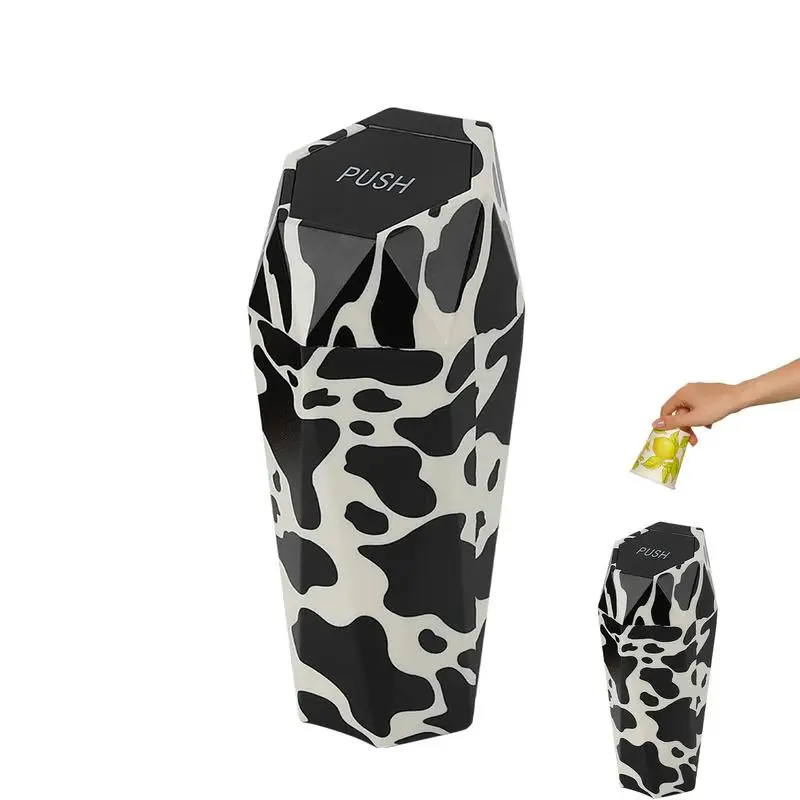 

Car Trash Can With Lid Leak-Proof Mni Garbage Container Push Type Auto Waste Organizer Can multi use auto interior accessories