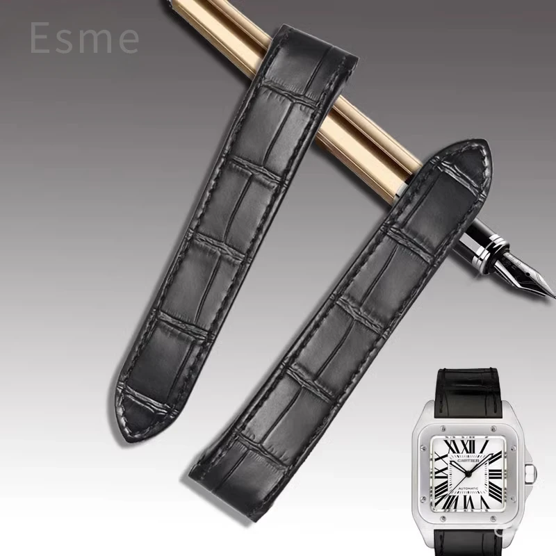 Ремешок из воловьей кожи для Cartier Santos Sandoz 100 ремешок часов натуральной 20 23 24 5 мм