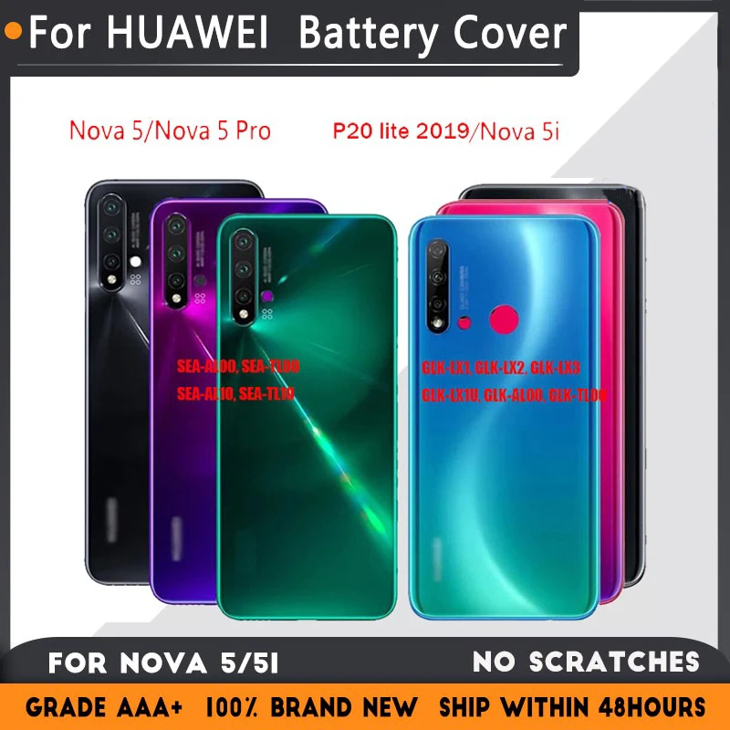 

Задняя крышка для Huawei nova 5 nova 5 Pro, для Huawei nova 5i P20 lite 2019, Крышка батарейного отсека, замена заднего стекла