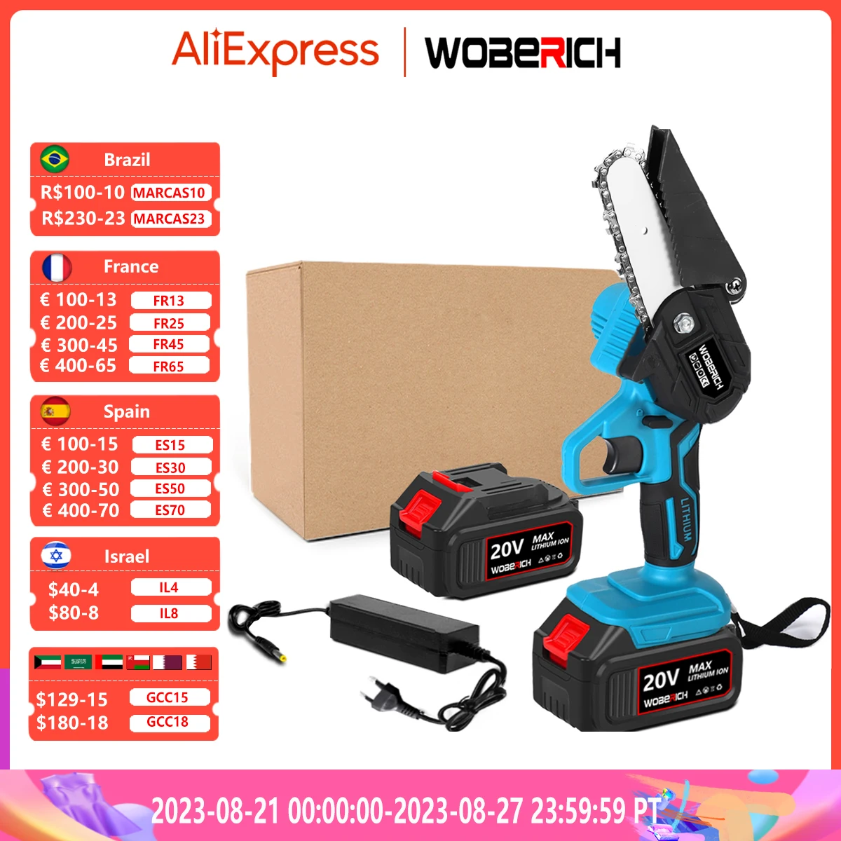 

Mini Electric Pruning Saw Rechargeable Saw Wood Spliting Chainsaw Woodworking Pruning One-handed Saw Garden Tool For Makita