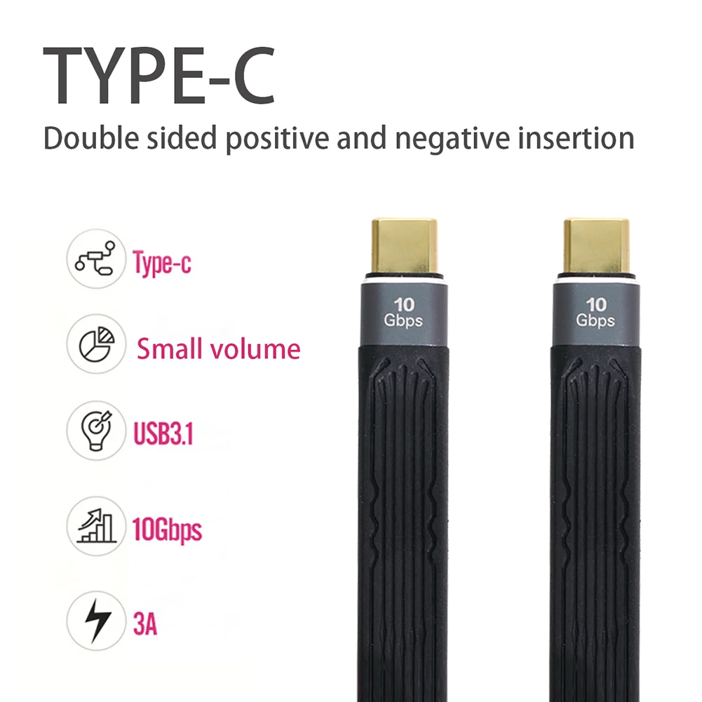 

USB Type C3.1 Gen2 10Gbps Flat Slender Data Cable For Laptop Phones Type-C Male-To-Male10Gbps Flat Slender FPC Data Cable