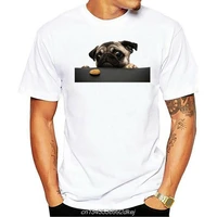 2019 mens basic short sleeve t shirt 3d print t shirt pug looking at cookie cotton funny t shirt home top tees