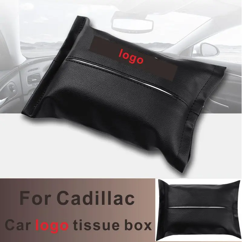 

car logo armrest pad tissue bag hanging sun visor seat back storage bag drawer tissue box hanging bag decorationbox For Cadillac