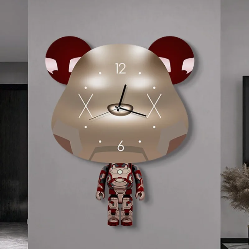 

Cute Bear Restaurant New Wall Clock Home Decoration Clock Creative Simple Wall Hung Clock