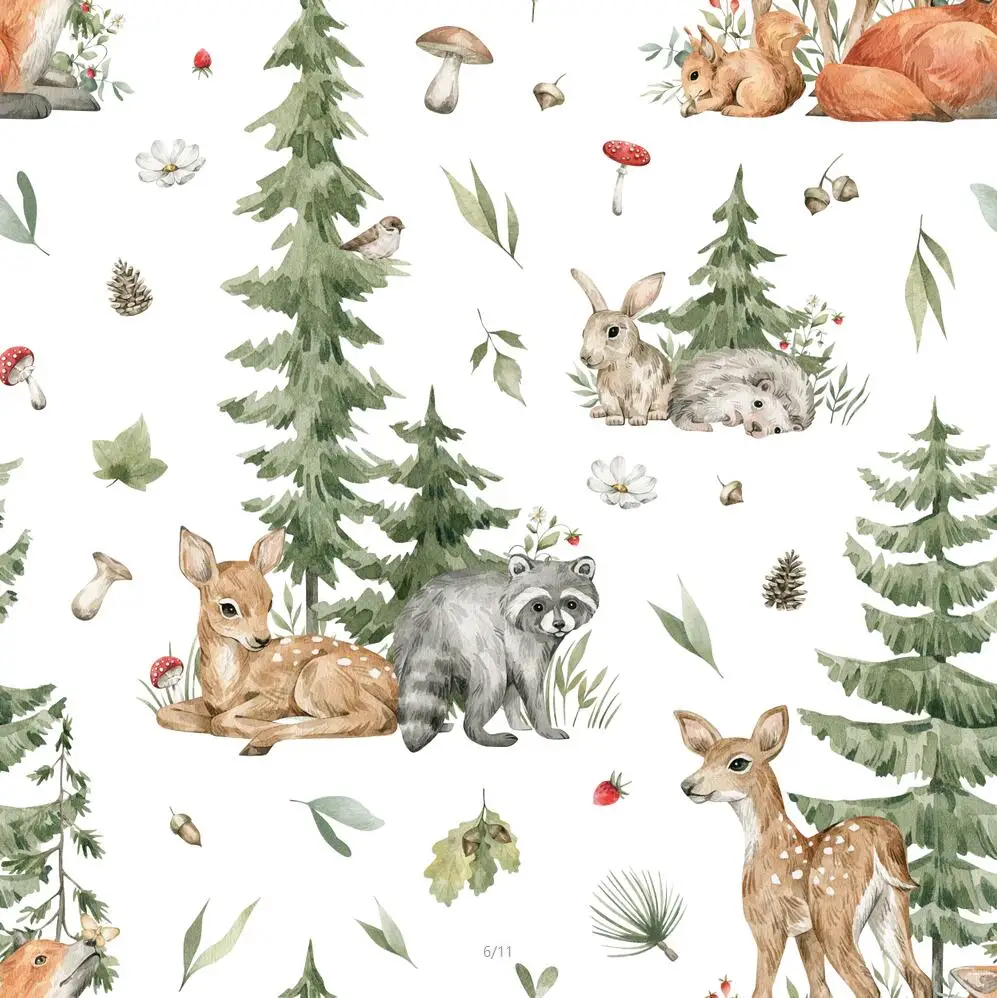 Квадратные обои с лесными животными