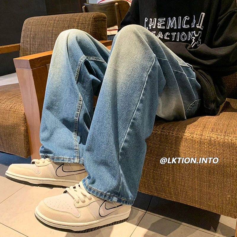 Men Cargo Pants Hip Hop Youth Street Jeans Casual Business Vintage Style Loose Black Straight Denim Pants 2023 New Male Clothing
