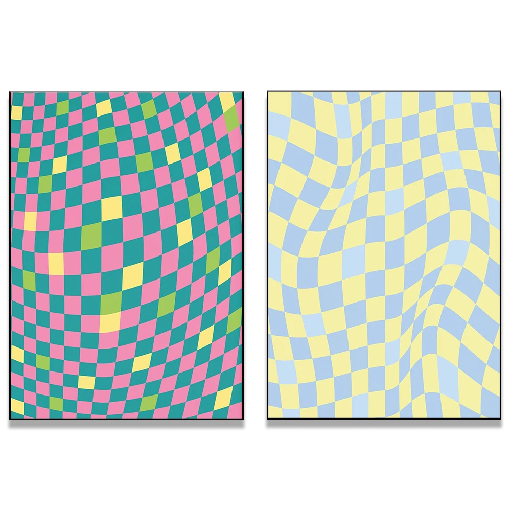 Клетчатая Настенная картина фанки клетчатые волнистые увлекательный принт