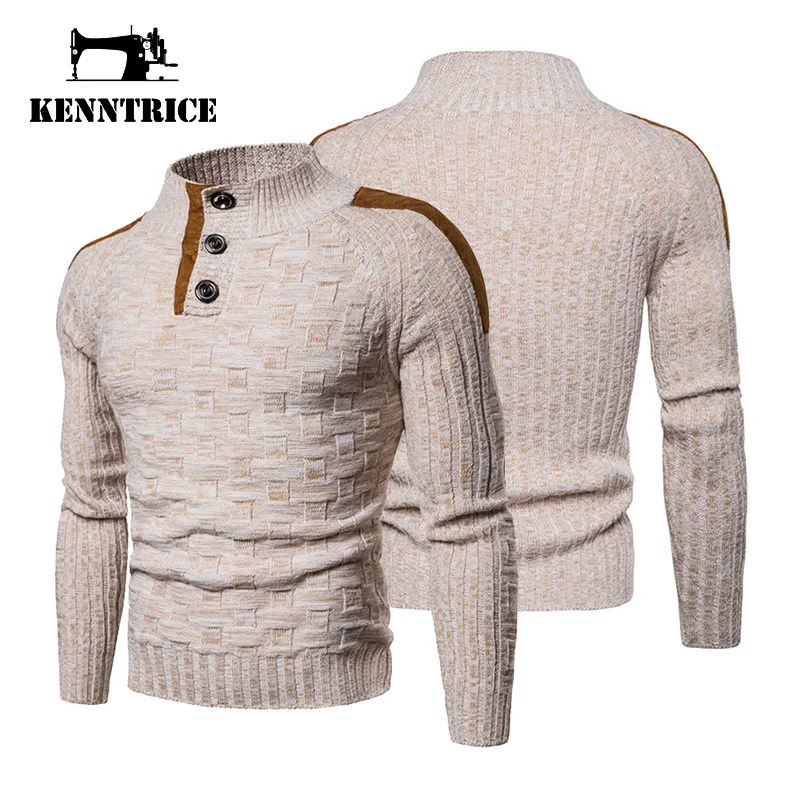 Kenntrice Male Knitted Sweaters Men Clothing Man Pullover Sweater With Zipper Men's Winter Sweaters Clothes Hooded Sweater Coats