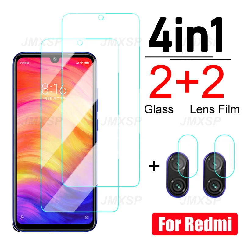 

Закаленное стекло 4 в 1 для Xiaomi Redmi 7 8 9 7A 8A 9A 9C 9i 9T 9AT, Защитное стекло для Redmi Note 9 8 7 Pro 8T 9T 9S, пленка для объектива