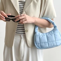 fashion hobos padded womens handbags quilted nylon small tote bags luxury down cotton female purses warm winter lady bag 2022