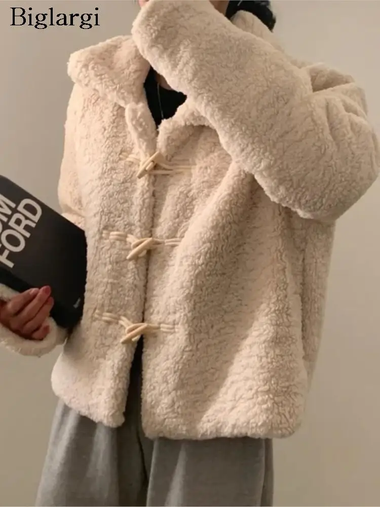 

Autumn Winter New Teddy Jackets Coat Women Casual Fashion Korean Style Loose Ladies Cropped Jackets Long Sleeve Woman Coats 2023