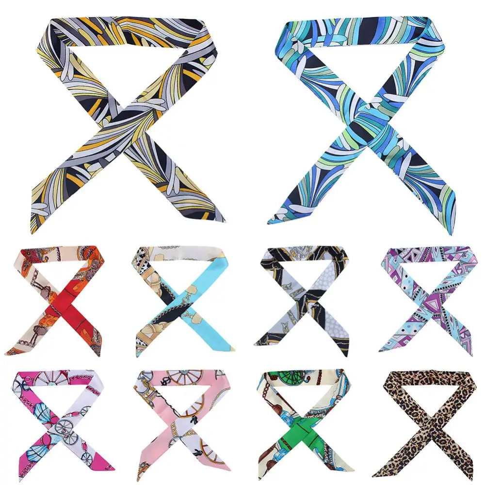 

Fashion Women Faux Silk Cross Grain Scarf Hair Bow Ribbon Hairband Hangbag Decor