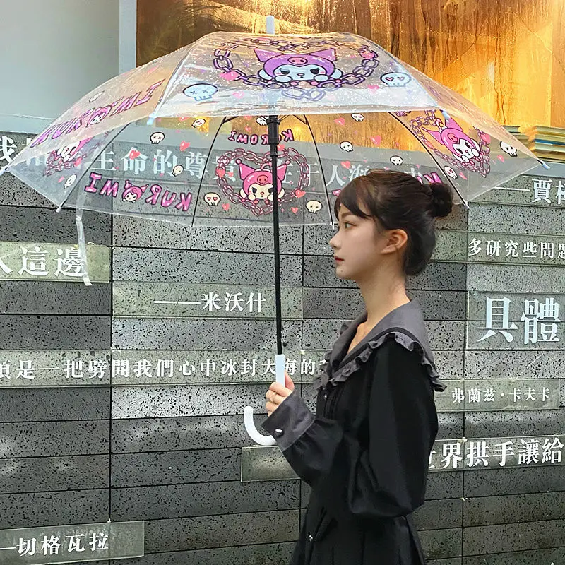 Sanrio Hellokittyed Kuromi Cinnamonroll Sun Umbrella Automatic Manual Cute Beauty Sunscreen Rainy Day Dual-Use Folding Umbrella