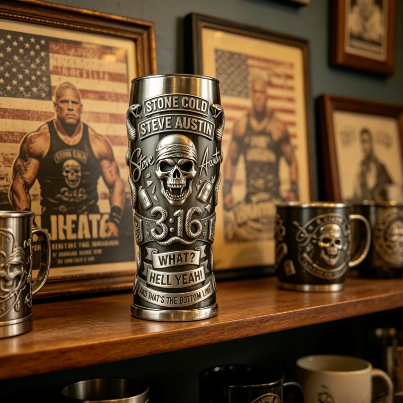 3D-эмблема Stone Cold Steve Austin с эффектом рельефа What? Кружка для любителей рестлинга Hell Yeah – декоративная посуда для бара (art.: 3920da14d73ed) - 3920da14d73ed