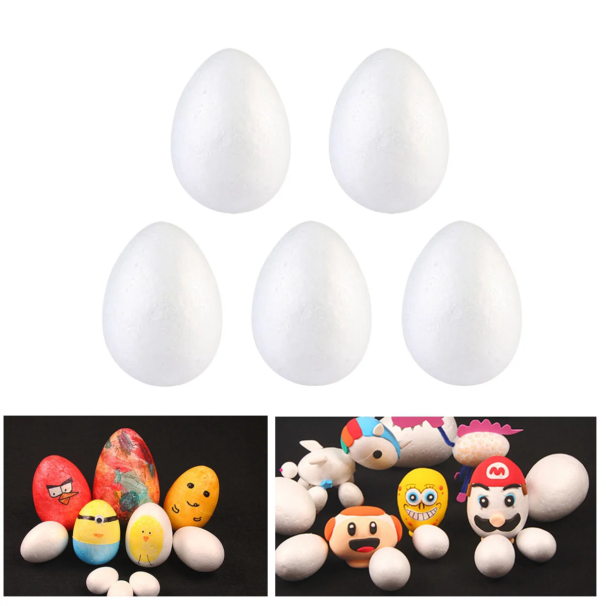 

5 Pcs Polystyrene Fake Egg Out Door Decor Eggs Crafts Craft Foam Egg Vintage Toys