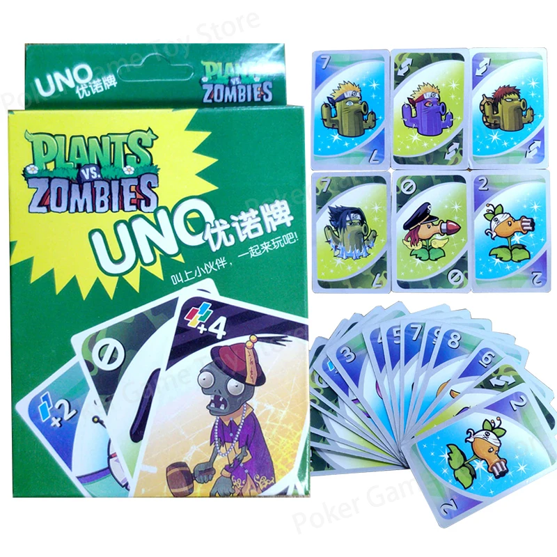 

1pcs Plants Vs Zombies UNO Board Game Plants Peashooter SunFlower Chomper Table Games Playing Card Toy for Kids Children Gifts