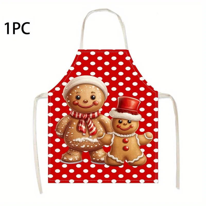 

Праздничный рождественский фартук пряничного дуэта: красный горошек и веселый дизайн! Противообрастающий фартук новогоднее украшение для дома