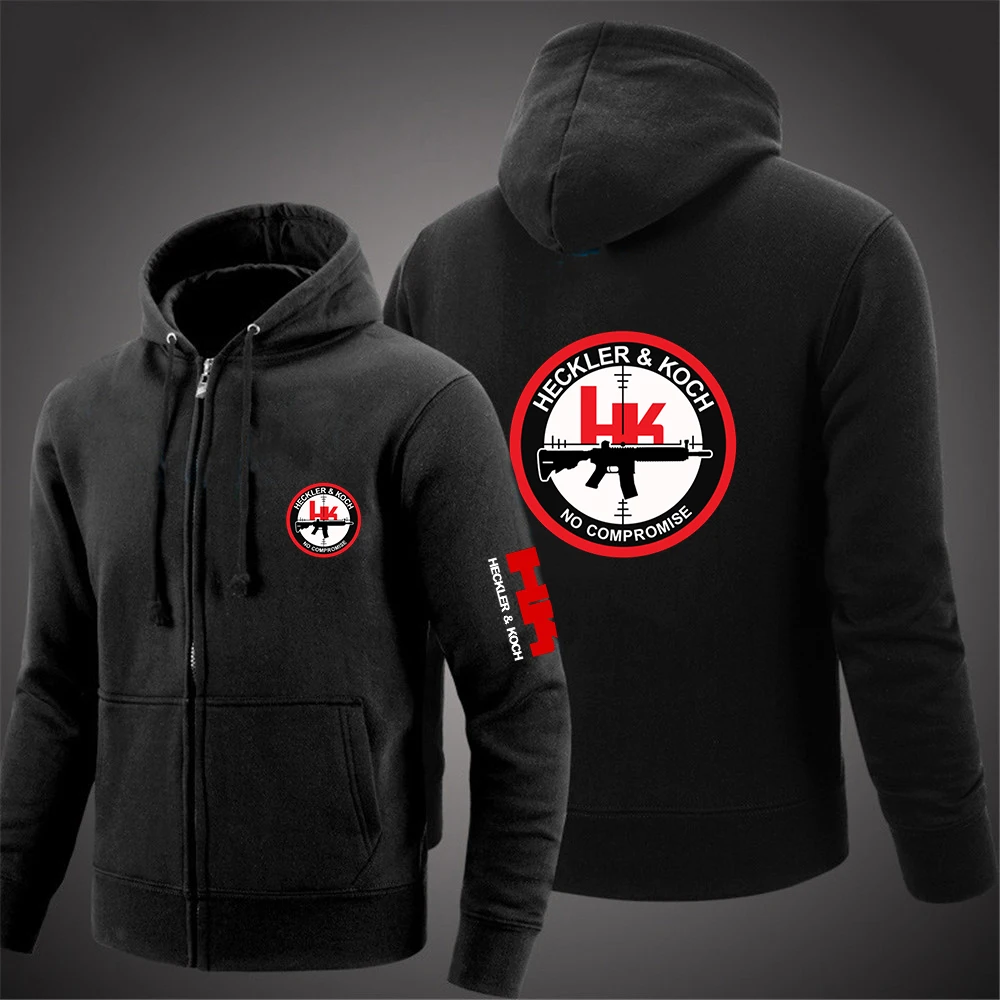 

Hk Heckler Koch No Compromise 2023 Men New Autumn Cotton Solid Color Zipper Hoodie Sweatshirt Fashion Casual Fleece Pullover