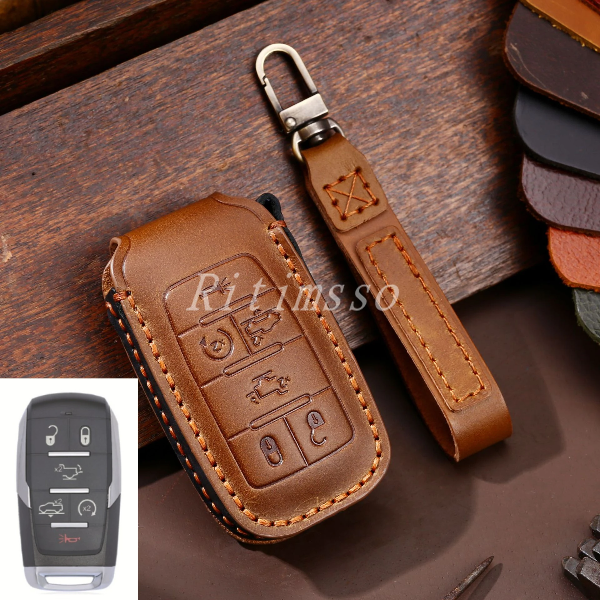 

Кожаный чехол для автомобильного ключа для Dodge RAM 1500 RAM 1500 RAM 2500 TRX 2021 2020, Chrysler Couve Dodge Jeep Grand Cherokee