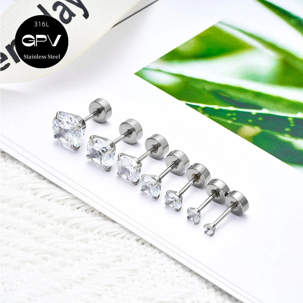 1 шт. медицинский гвоздь из нержавеющей стали 316L круглый циркон с четырьмя