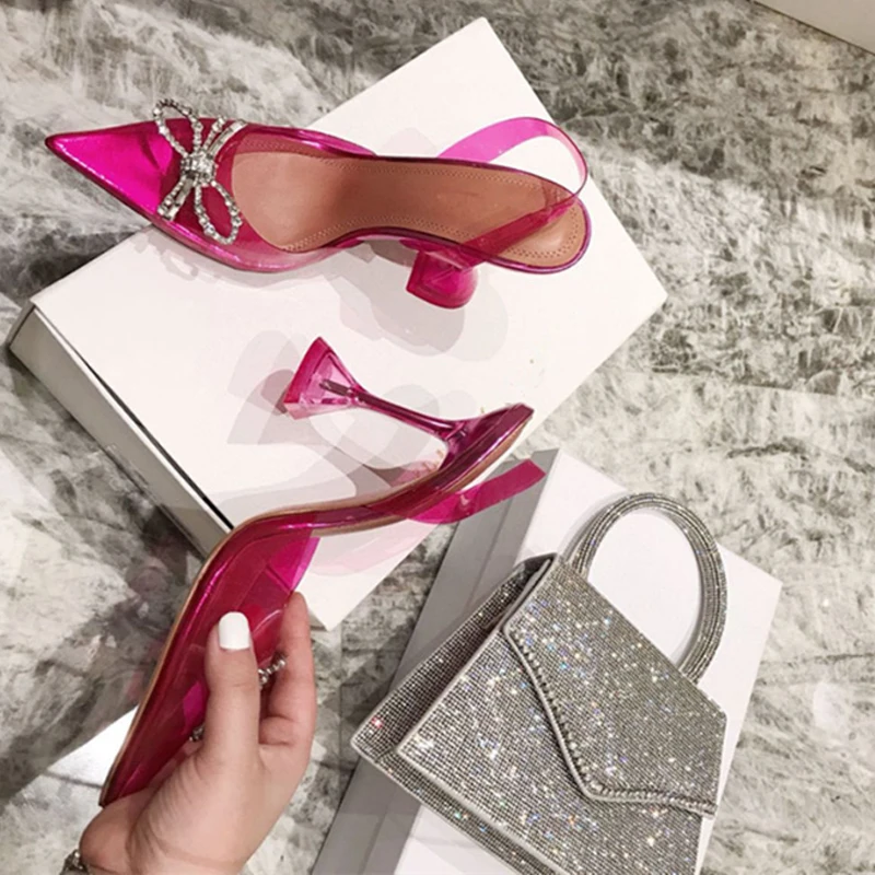 

Fashion Closed Toe Sandals for Women Summer 2021 New Internet Celebrity Transparent High Heels Stiletto Sexy Crystal Shoes