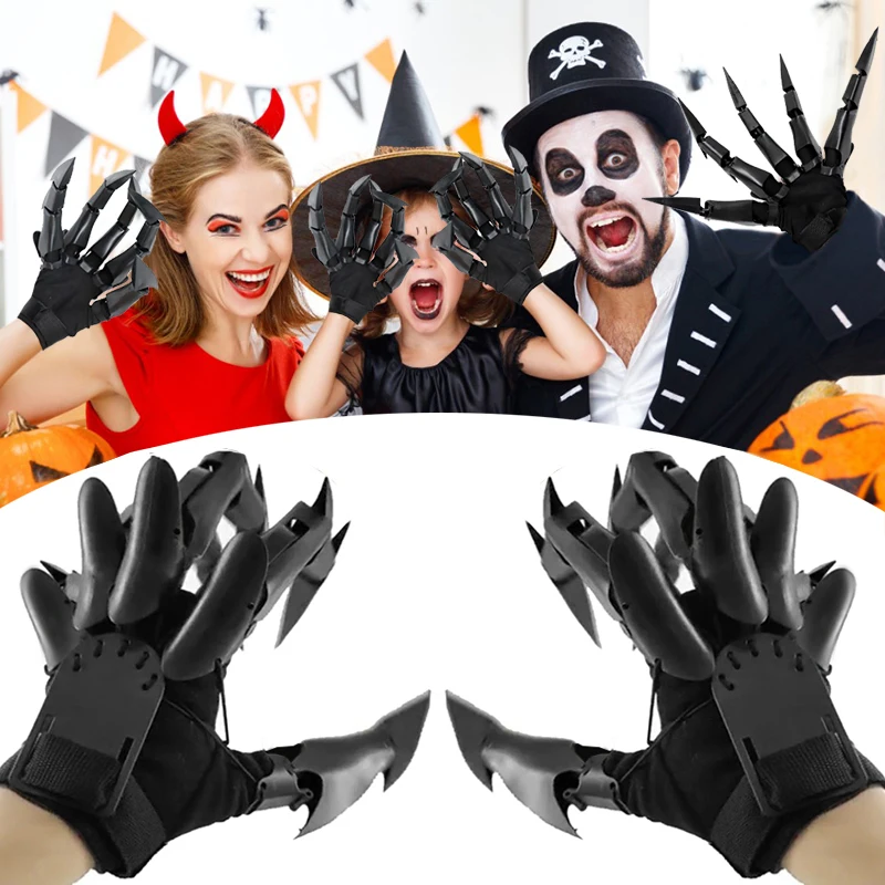 

Halloween Articulated Fingers Flexible Finger Gloves Extender Halloween Party Cosplay Costume Props Horror Dragon Claw