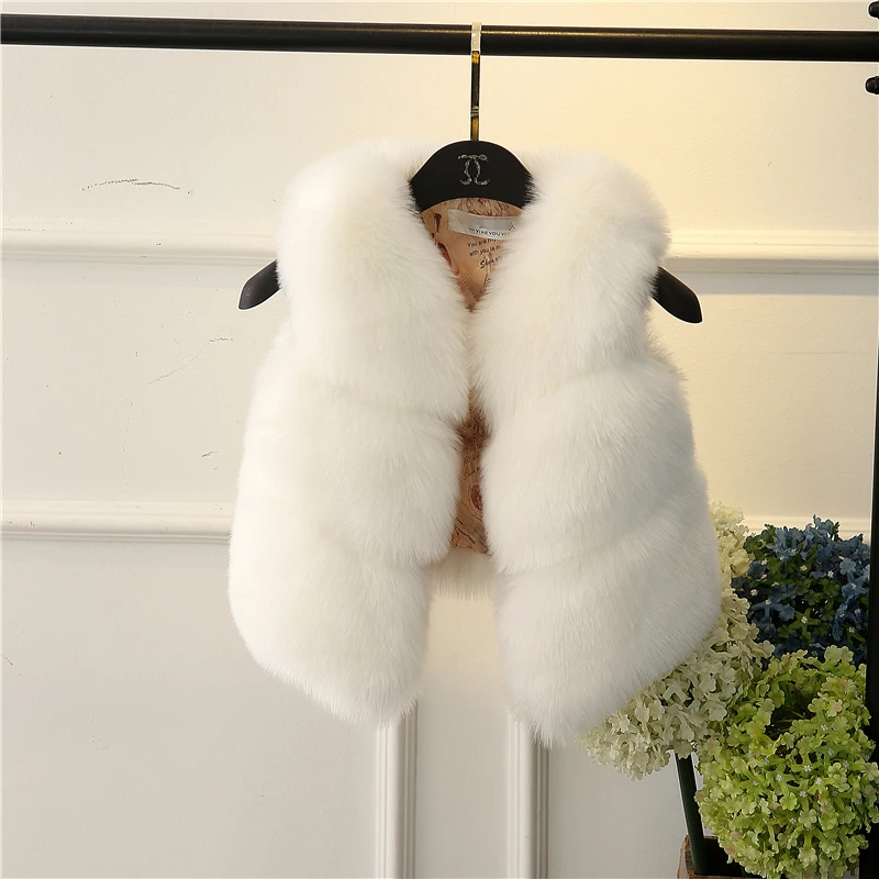 

Faux Fur Baby Kids Girls Vest Jacket High Quality Thicken Warm Winter and Autumn Children Outwear WaistCoats Solid Colors F49