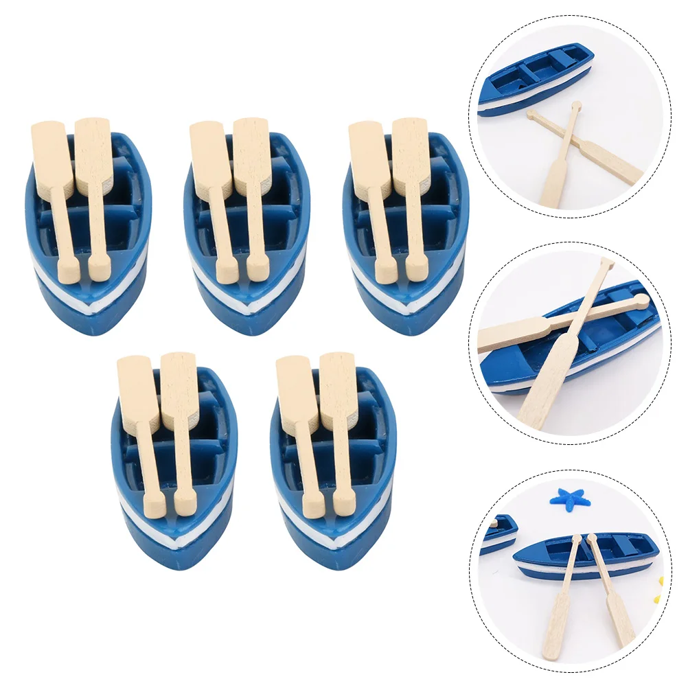 

5 Sets Blush Decor Mini Boat Fairy Garden Miniatures Wooden Sailboat Decoration Miniature Dollhouse Boat