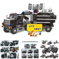 city swat assembled building blocks set police station truck model fighter puppet building blocks childrens educational toys