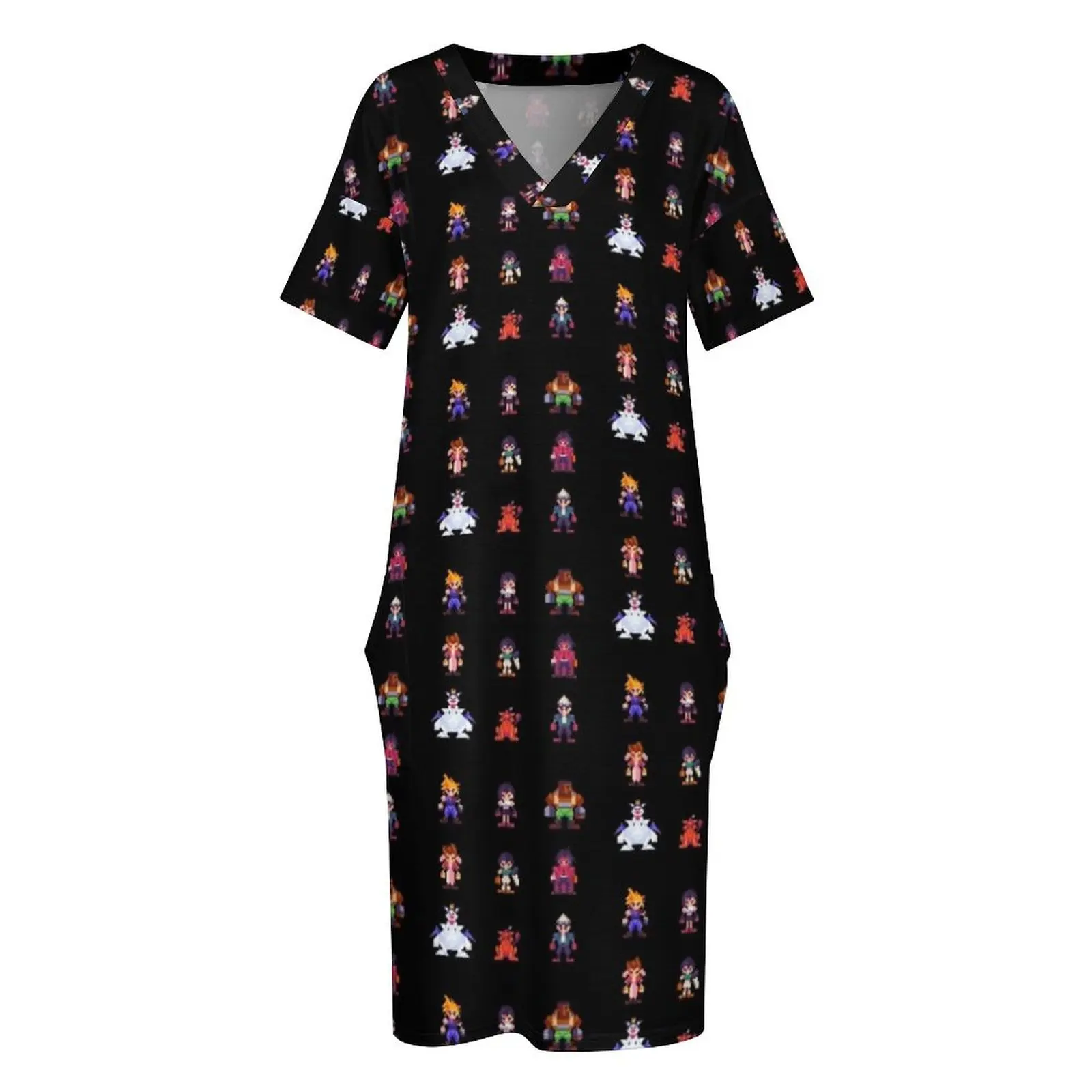 FF7 пиксельный персонаж свободное платье с карманами вечернее женские вечерние