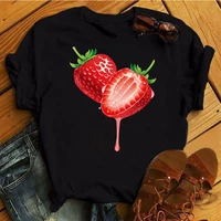 strawberry pineapple funny harajuku tops print ladies t shirt casual basics o collar white shirt short sleeve women t shirts