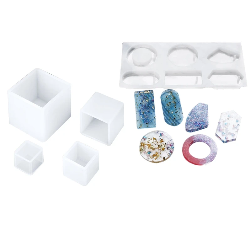 

4 шт., квадратные силиконовые формы, 4 размера и 1 шт., Прозрачная силиконовая форма, инструмент для изготовления украшений из эпоксидной смол...