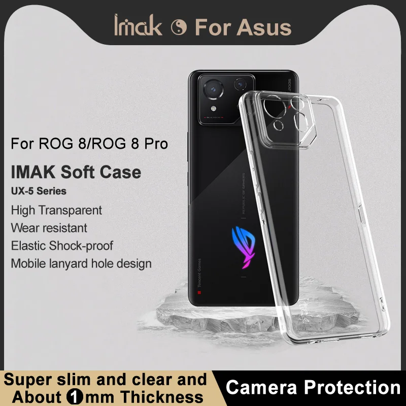 Фото Противоударный прозрачный мягкий чехол Imak UX-5 из ТПУ для Asus ROG Phone 9 FE, 9, 8 Pro, Zenfone 12 Ultra, 10 5G №1