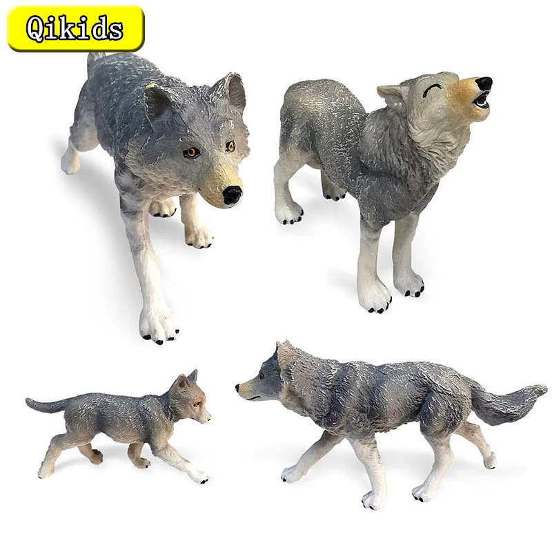 

Simulation Wolf Model Action Figures PVC Collectible Wild Animal Siberian Wolf King Figurines Kid Cognitive Educational Toy Gift