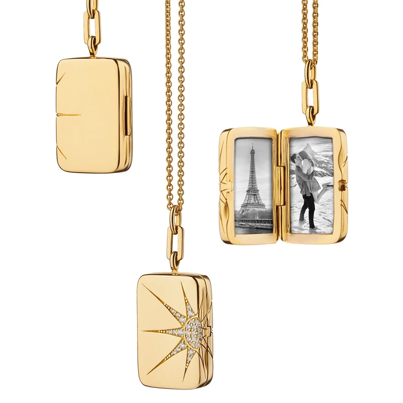 

Винтажное ожерелье золотого цвета с квадратным фотоэлементом, подвески, открытые ожерелья с медальонами для женщин, модные памятные ювелирные украшения