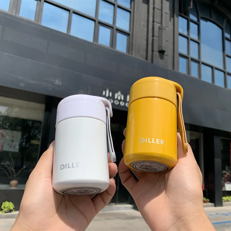 

Креативный термос из нержавеющей стали, чашка, однотонный маленький портативный мужской и женский студенческий спортивный уличный питьево...