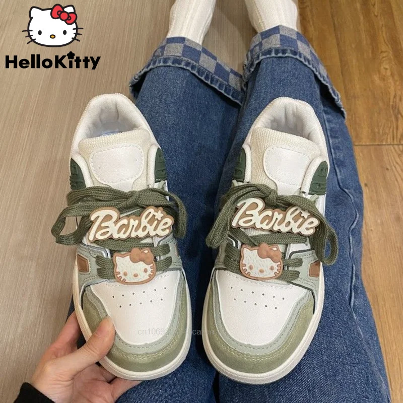 

Sanrio Hello Kitty Decal Casual Shoes PU Leather Sneakers Y2k Aesthetic Women's Sport Shoes 2023 New Fashion Versatile Sneaker