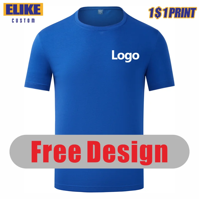 

ELIKE 9 Colors Custom T Shirt Logo Summer Embroidery Print Personal Design Brand Text Image Tops S-4XL Men And Women Clothing