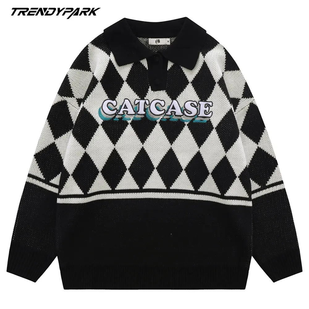 

AAAMen's Sweater Hip Hop Letters Knitted Sweater Men's Clothing Autumn Harajuku Streetwear Casual Jersey Sweater Oversize J
