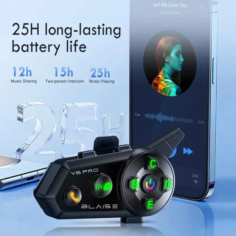 Bluetooth-гарнитура для мотоциклетного шлема BLAISE V6 PRO гарнитура режима свободные руки