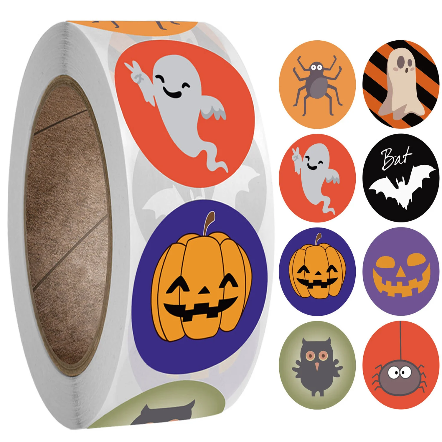 

500pcs Halloween Stickers for Kids Pumpkin Bat Spider Round Seal Label Stickers Envelope Seals Paster for Halloween Party Decor