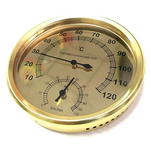 

Круглый гигротермограф SAUNA THERMOMET золотой