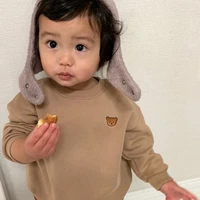 baby girl simple solid hoodies infant boy bear embroidery long sleeve sweatshirt casual children unisex pullover tops clothes