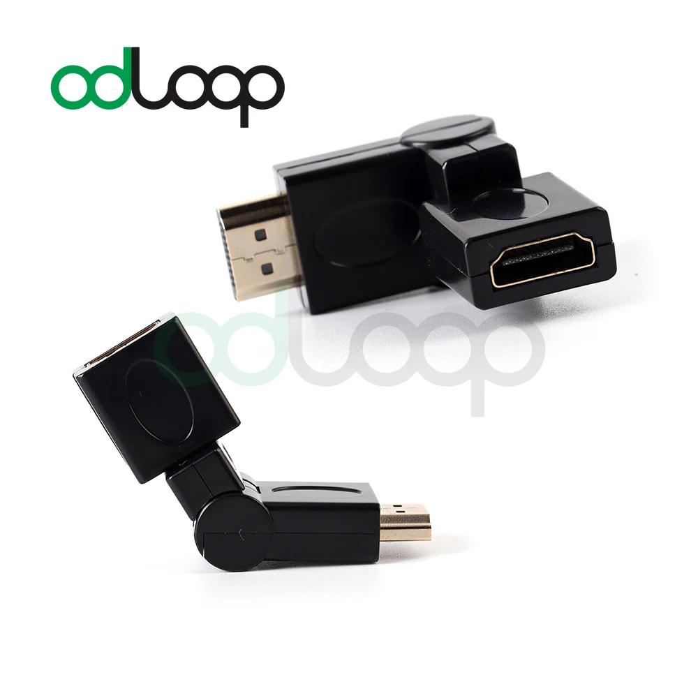

ODLOOP 2-Pack HDMI Male To Female Swivel Adapter 90 180 270 360 Degree Angle Adjustable